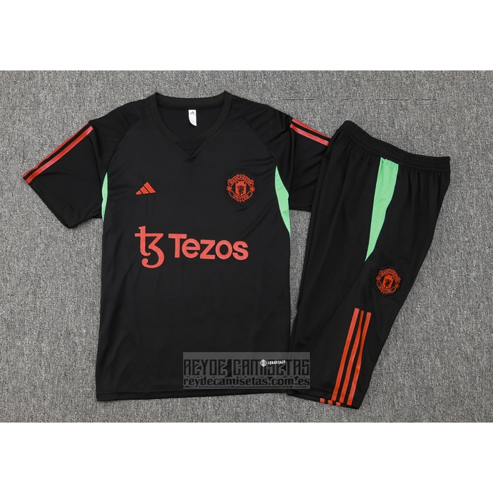 Chandal del Manchester United Manga Corta 2023-2024 Negro - Pantalon Corto